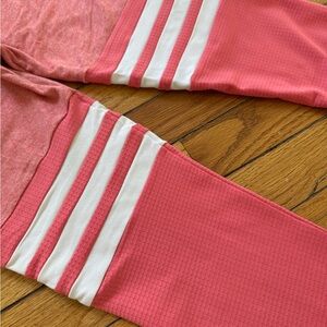 Bombshell Sportswear Pink and White Leggings with Thigh High Stripes